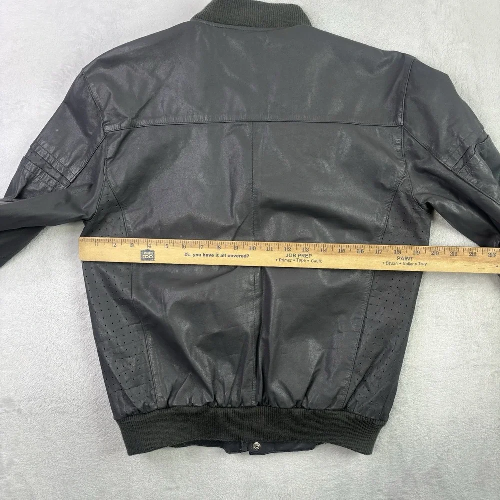 VTG 80s Team Toyota Grey Full Zip Long Sleeve Leather Jacket Motorcycle SZ Small